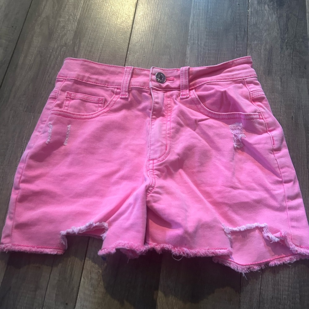 Justice Pink Distressed Jean Shorts
